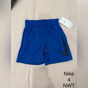 Nike Royal Blue Kids Athletic Shorts with Black Swoosh